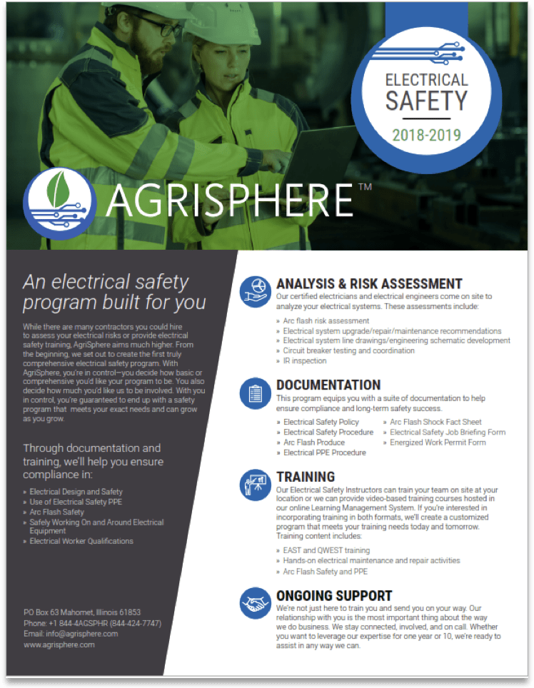 AgriSphere&rsquo;s electrical safety program is a fully compliant NFPA NEC package